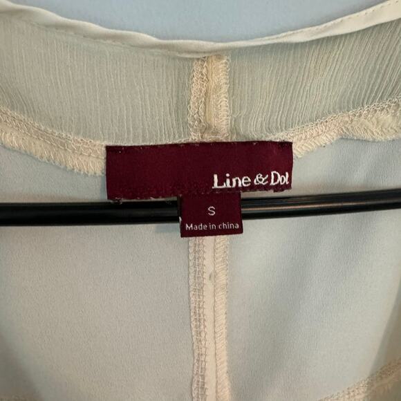 Vintage Line & Dot Semi Sheer Embellished Top Women's Size Small Off-White Ivory - Picture 6 of 9